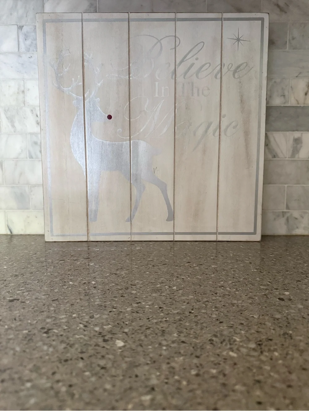 White and Silver 'Believe In The Magic' Reindeer Sign